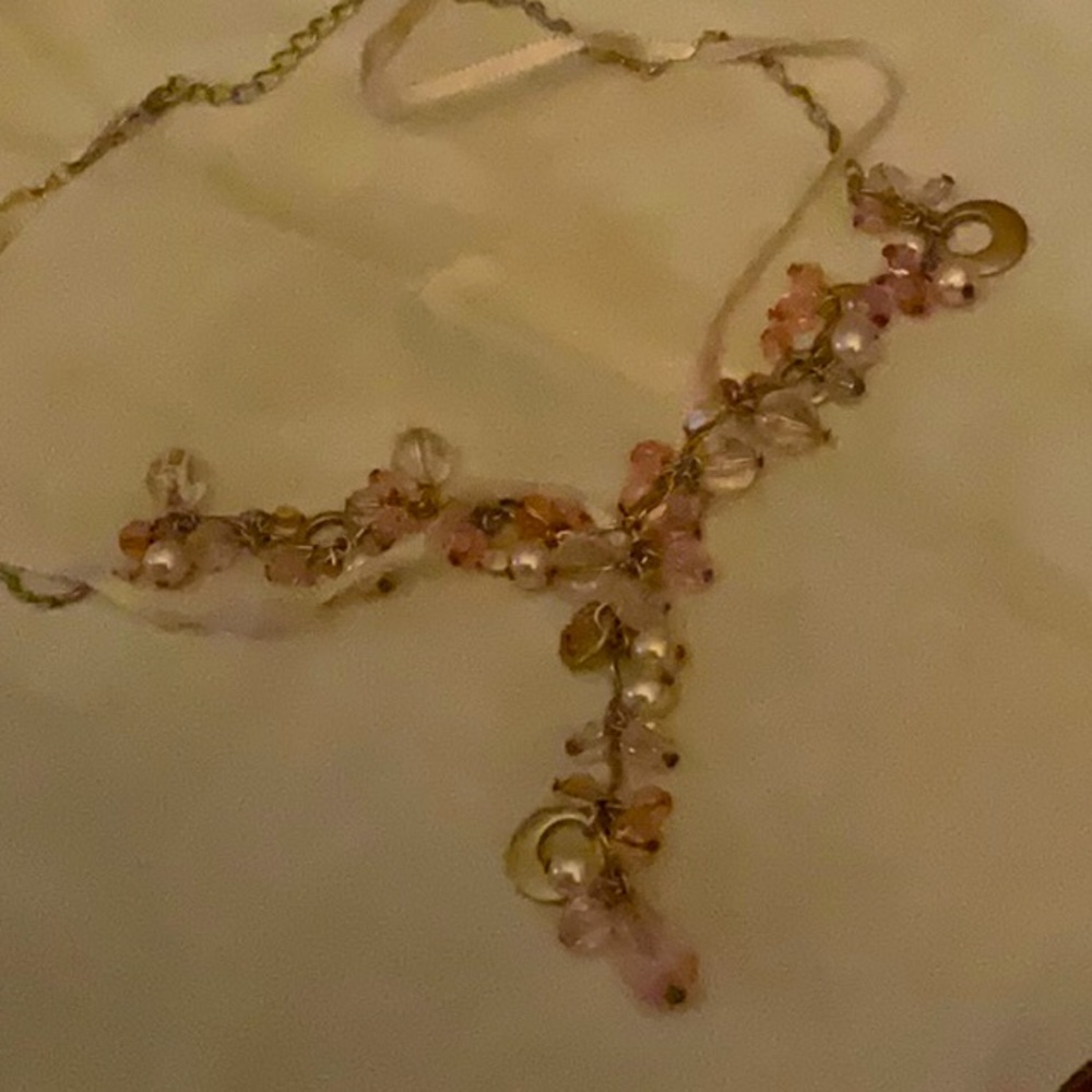 PINK AND SILVER  DROP NECKLACE